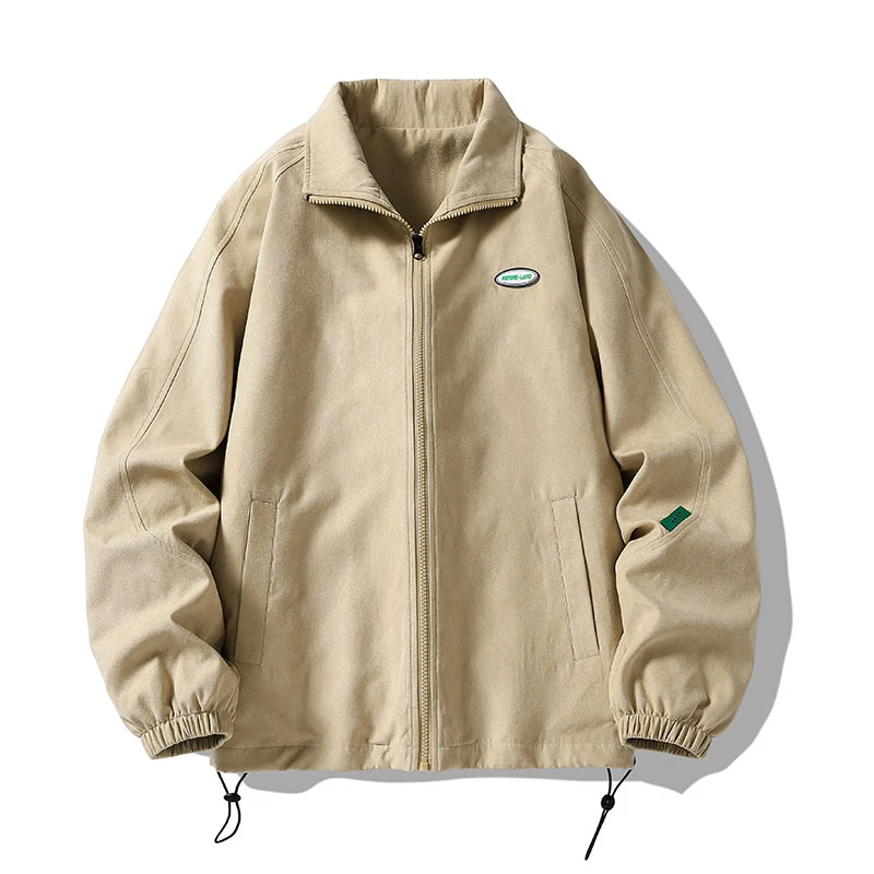 

woman Stand-Up Collar Jacket Vintage Loose Lapel Bomber women Korean Streetwear Zip Student Casual