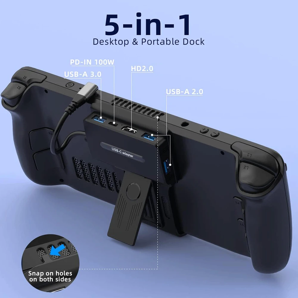 Per Gli Accessori Della Base Del Supporto Del Ponte Stream Docking Station Usb C Portatile 5 In1 Con 3 * Usb A 3.0/2.0 Hd 2.0 4K @ 60Hz Dispaly Pd 100