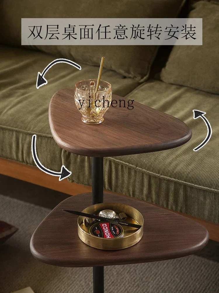 Designer Corner Tables Black Walnut Modern Simple Multifunctional Removable Internet Celebrity Solid Wood Sofa Bedside