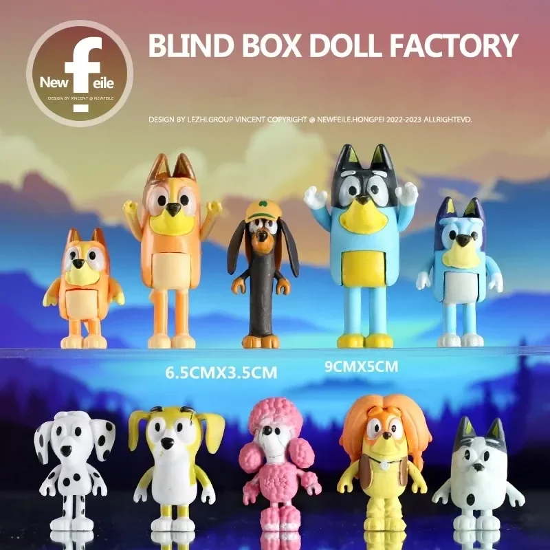 

Аниме Bluey серия семья милые шарниры подвижные экшн-фигурки модель куклы игрушки коллекционные настольные украшения для детей рождественские подарки