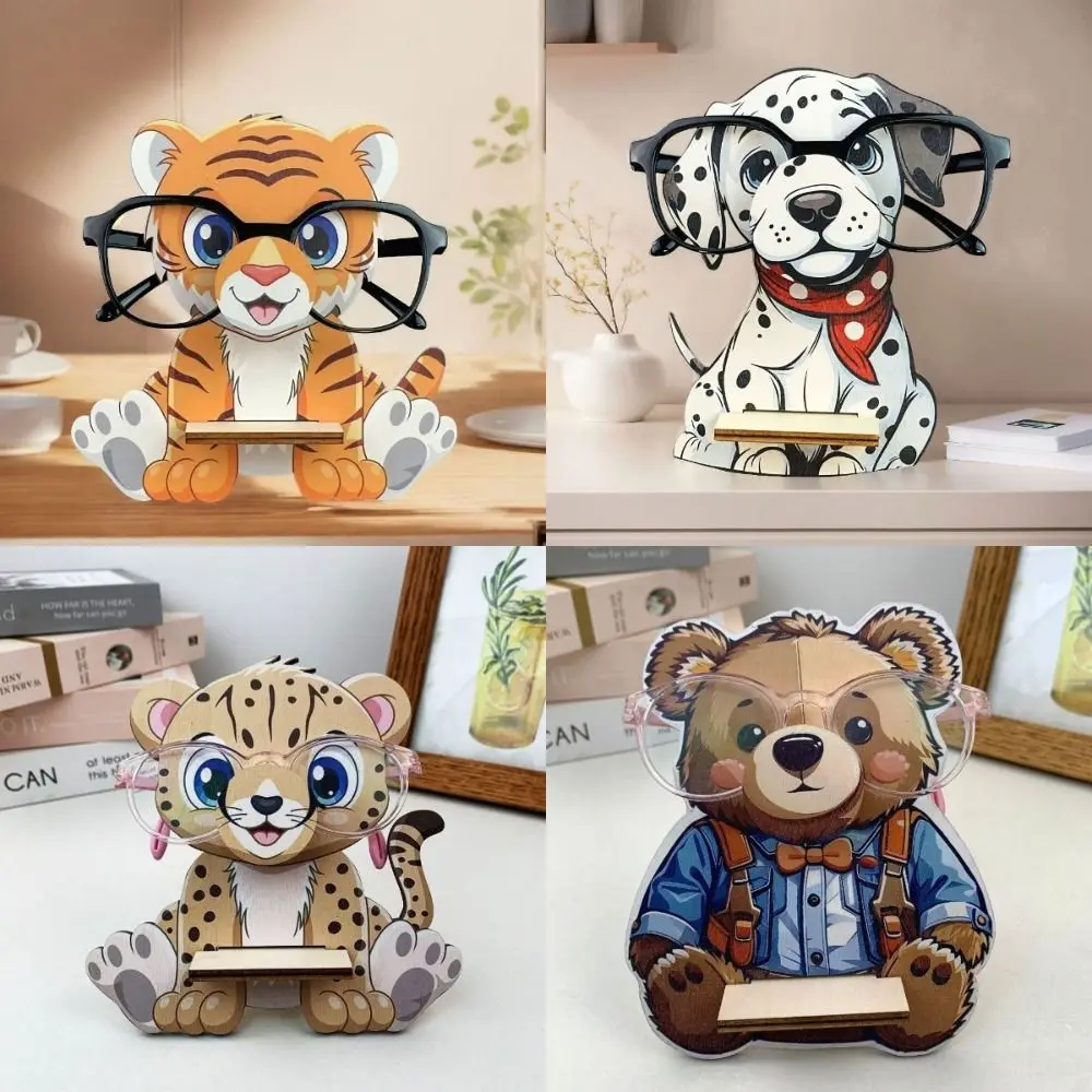 Handcrafted Cartoon Animal Wooden Eyeglasses Holder Stand - Cute Spectacle Storage Rack