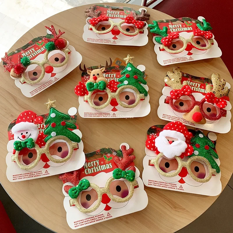 Christmas Party Glasses 1pcs Christmas Glasses Santa Claus Snowman Elk Xmas Tree Glasses DIY Photo Props Kids Gifts Happy New Year Party Decoration