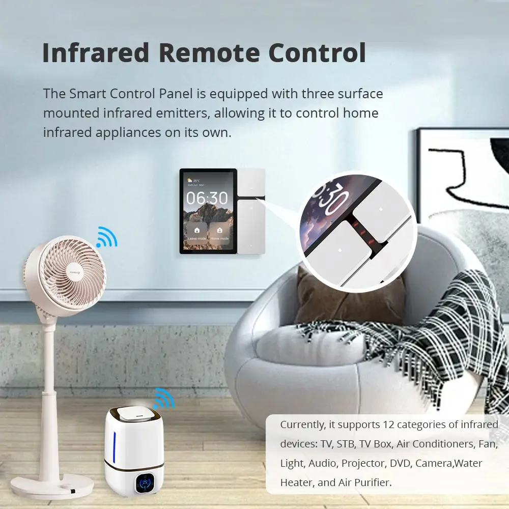 Tuya WiFi Smart Central Control Panel 3.5-in LCD Screen Built-in IR Remote Control BLE Sig Mesh Gateway 3-Gang Relay