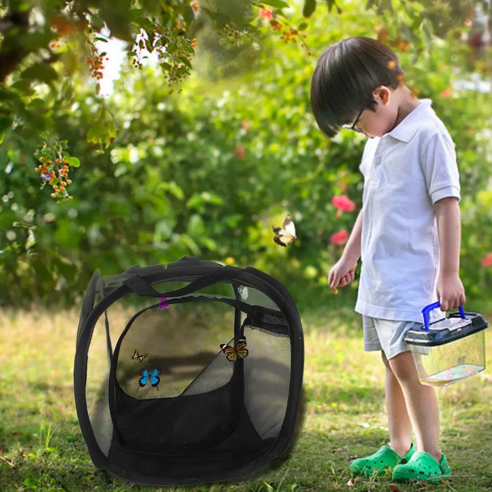 

Butterfly Cage Black Mini Insect Habitat Popup Collapsible Insect Mesh Cage Plant Greenhouse Box Mantis Stick Insect Feeding Box