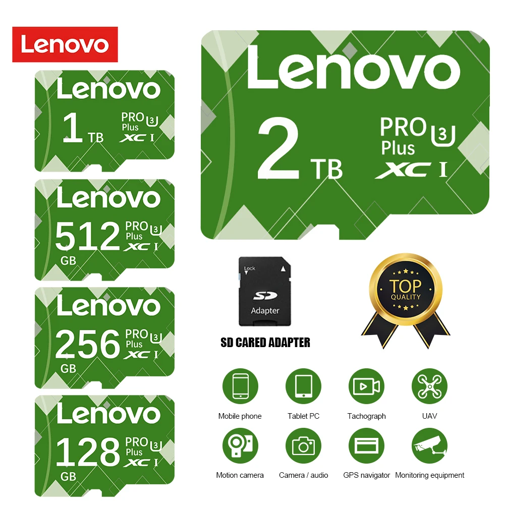 Lenovo Original 2Tb Micro Tf Sd Card Flash Class 10 Sd Card 1Tb Memory Card 128Gb Micro Card 512Gb Per Telefono/Fotocamere/Mp3/Mp4