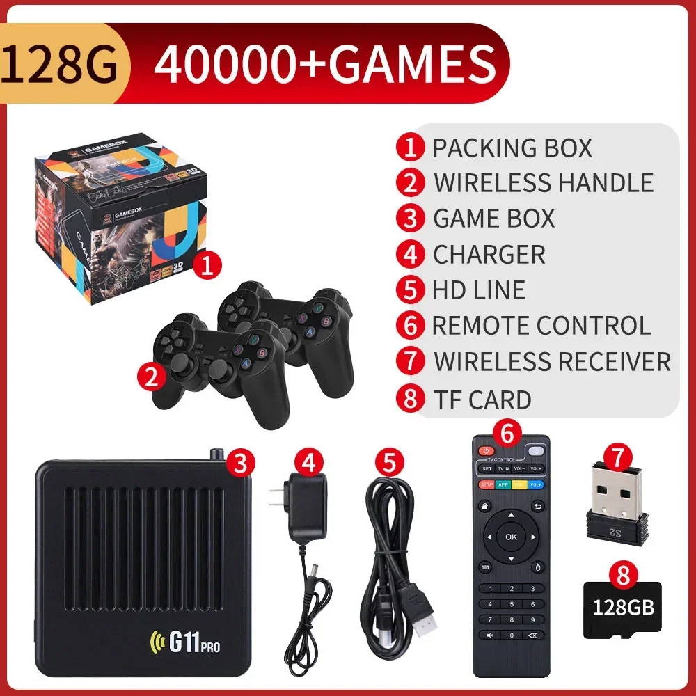 G11 Pro Video Game Box Console Dual System TV Box 64G/128G/256G 4K Output Built in 60000 Games for Android 9.0 video game console game console
