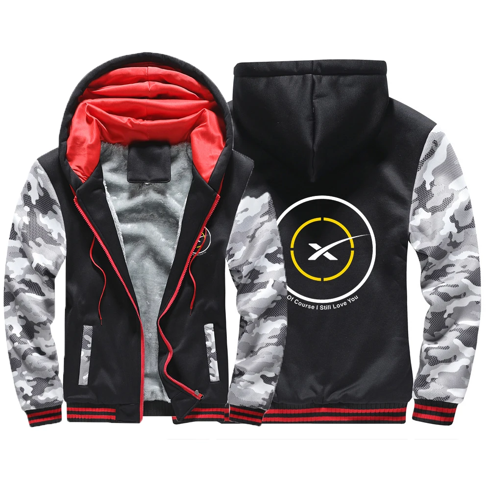 

2023 SpaceX Men's New Space X Winter Hight Quality Thicken Parkas Zipper Hooded Overcoat Jacket Keep Warmer Casual Padded Coats