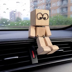 Handcrafted Shaking Wooden Man Figurine for Car or Desktop Decoration (A)