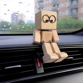 Car Dashboard Desktop Decoration Ornament New Auto Handmade Shaking Feet Wooden Doll Shaking Wooden Man Figurine 2 Types 1