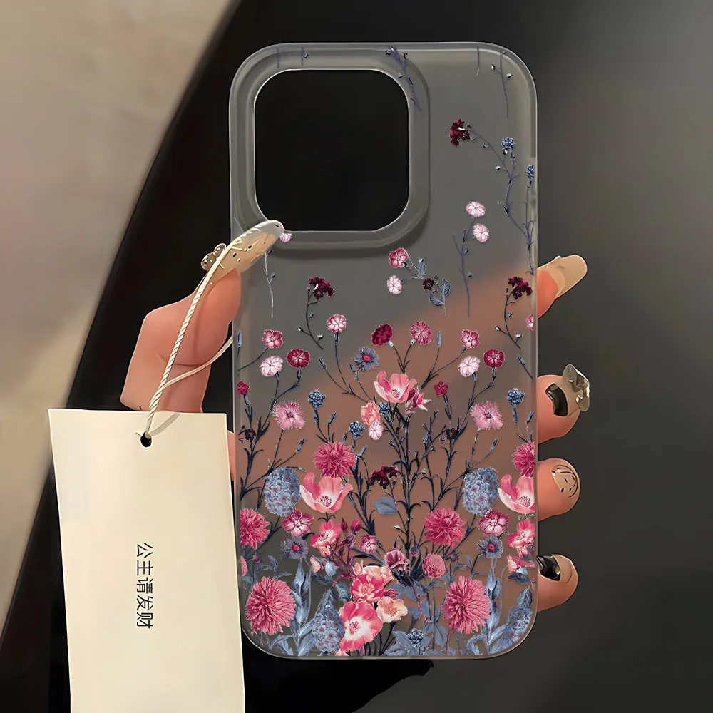 รูปสินค้า เคสซิลิโคนกันกระแทก iPhone 16 Pro Max ลายดอกไม้