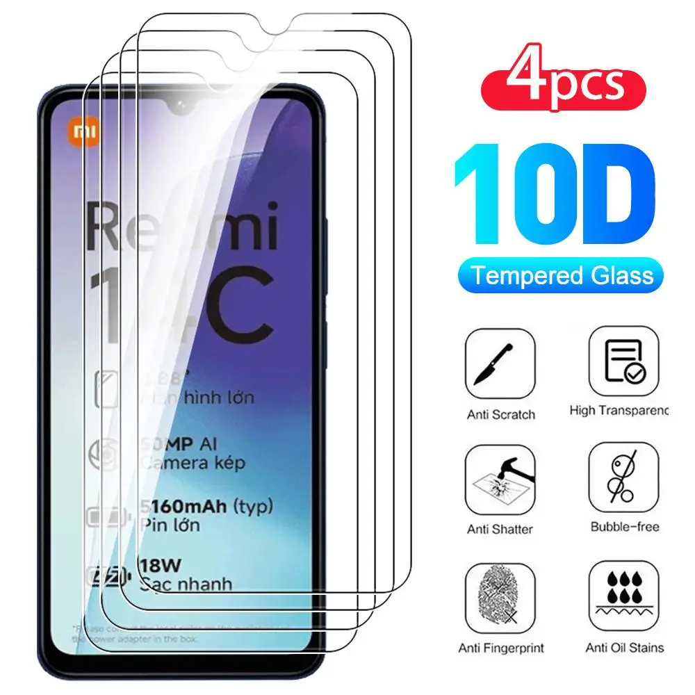 4PCS Gehärtetem Glas Für Xiaomi Redmi 14C 13C 12C 10C 9C Screen Protectors Für Xiaomi Redmi 10A 9A 9AT 9H Glas Schutz Film