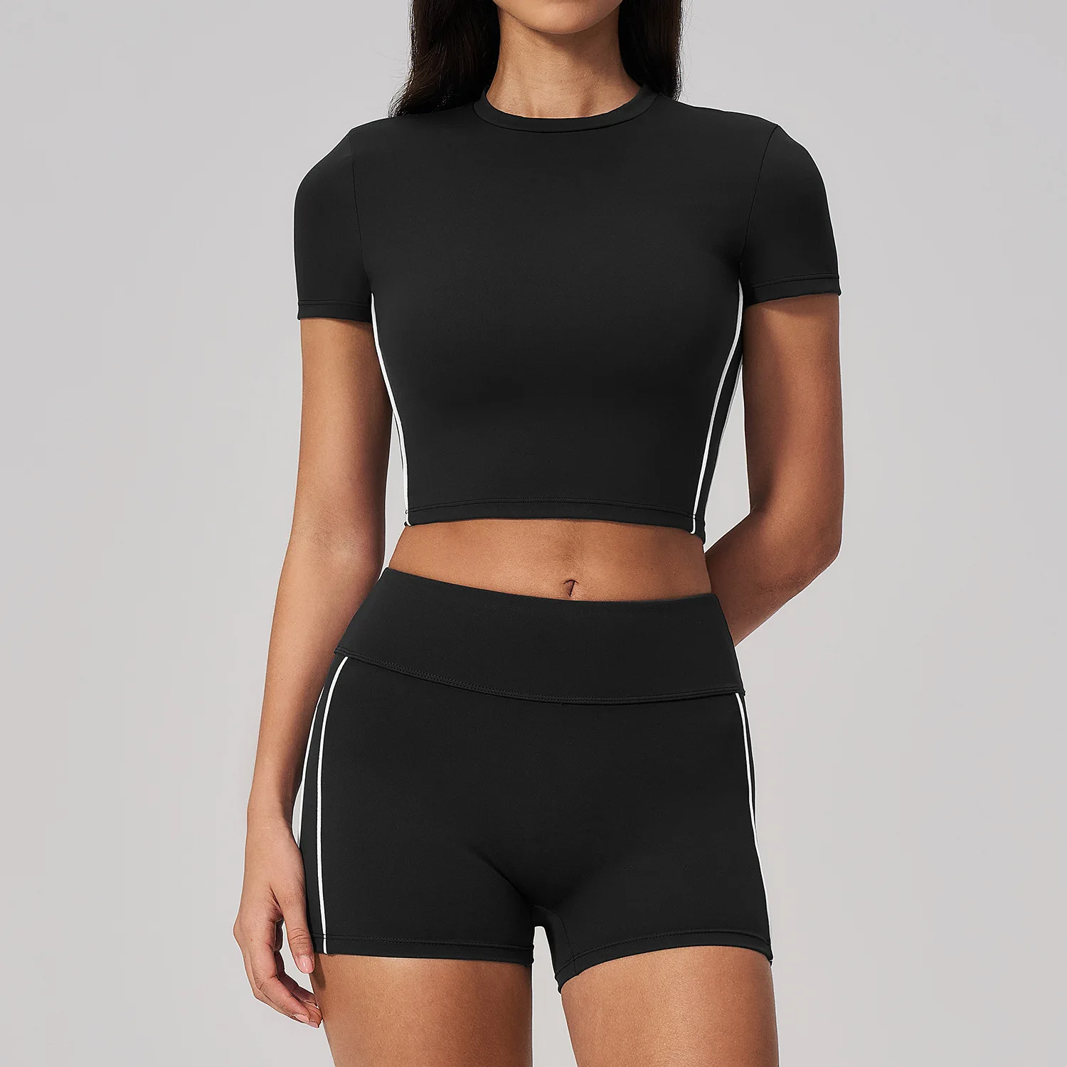 Yoga Sport Outfit For Woman Fitness Women's Two Pieces Short Pant Sets Suits Tracksuit Sportswear Woman Gym Yoga Workout Clothes 4