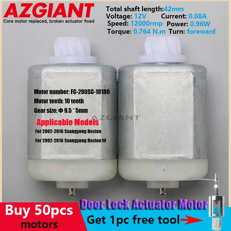 Motori Fc-280Sc-18180 Gear 10T Car Central Door Lock Motor 12V Per 2002-2016 Ssangyong Rexton/W Dc 0.08A Kit Di Riparazione Parti Di Attrezzi