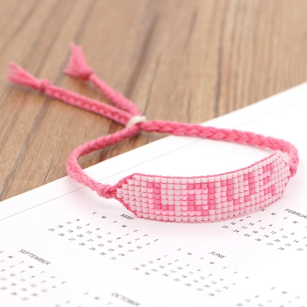 

YASTYT Summer Miyuki Tubular Bead Bracelet Love Me Heart Watermelon Letter Bohemia