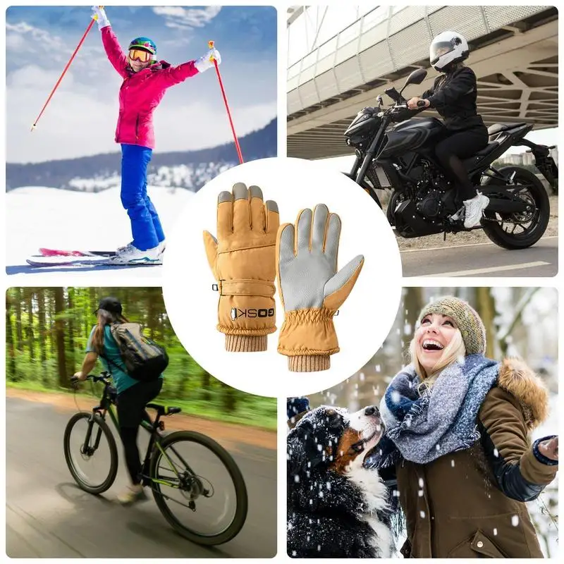 Guantes de esquí de Snowboard de invierno a prueba de viento, guantes de nieve cálidos, guantes de nieve delgados, impermeables, guantes de nieve cálidos para ciclismo de motocicleta