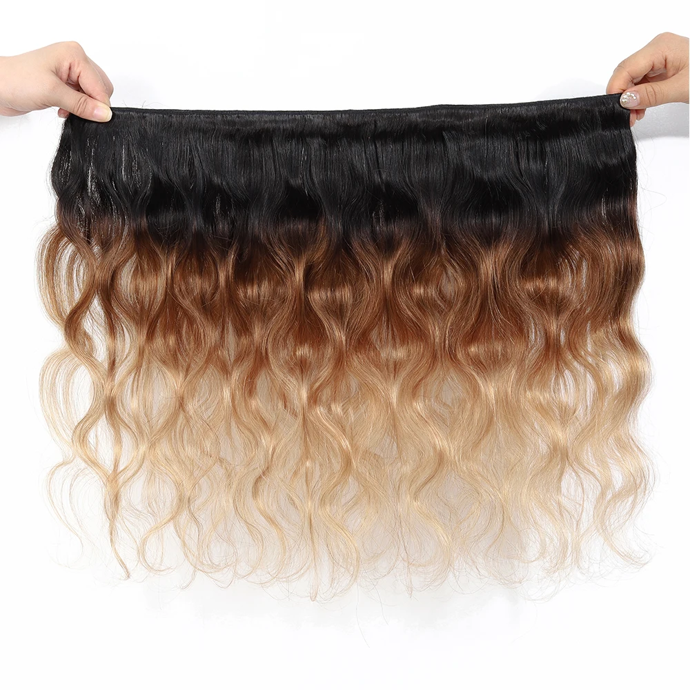 Colored Body Wave Human Hair Bundles Brazilian Hair Weave Bundles Ombre 100% Human Extension Remy Weaving 1/2 Pieces