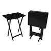 Indoor Folding Table Set of 4 in Black L19 x W15 x H26 inches. 4 Tables+1 Rack Stand. 3