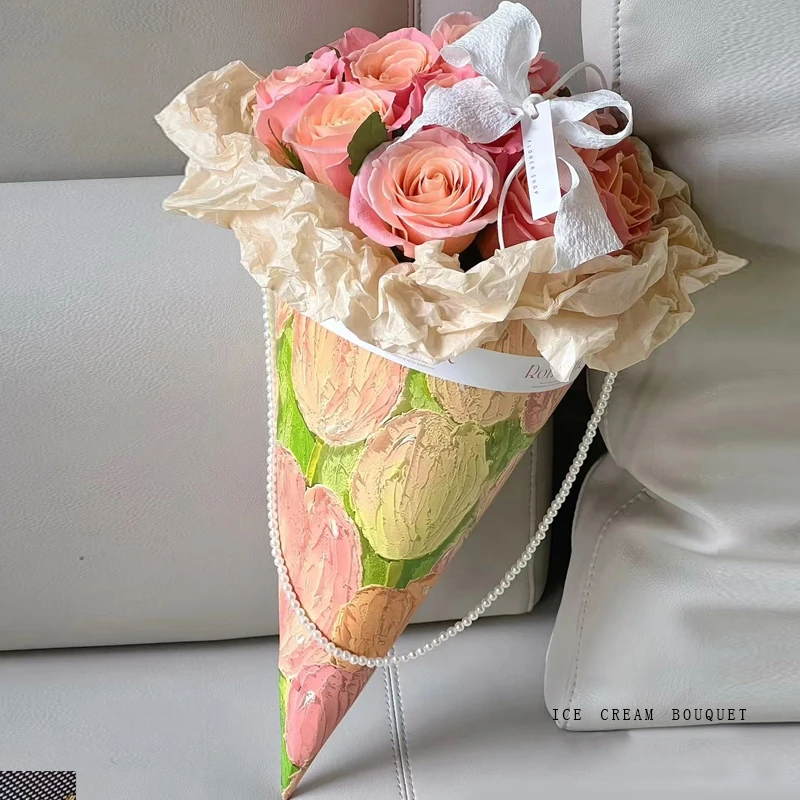 フラワーブーケ包装紙、厚手段ボール、アイスクリームコーン手作り