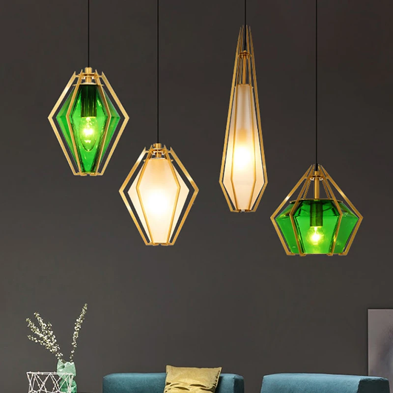 Diamond Multicolor Glass Pendant Lights Milan Art Home Deco Modern Loft Hanging Lamp for Living Room Kitchen LED Light Fixtures |