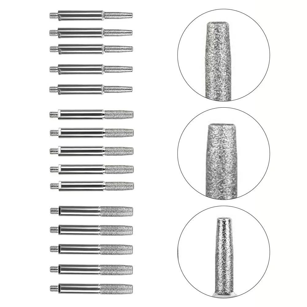 5pcs Diamond Coated Cylindrical Burr Chainsaw Sharpener Parts Grinding Head Chain Saw Sharpener Stone File Grinding Tool