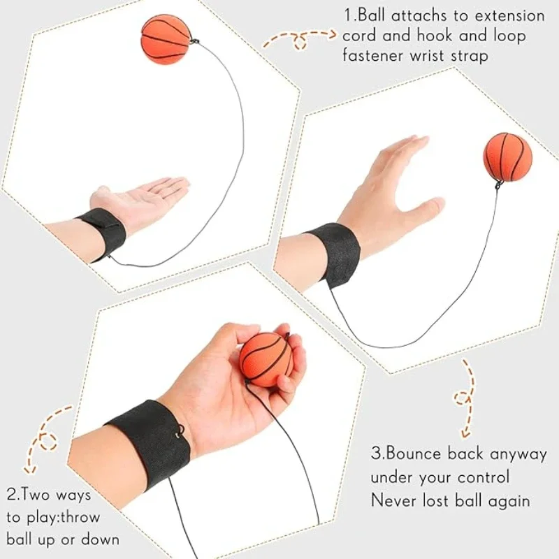 Elastic Hand Swing Ball Wrist Strap PU Elastic Ball Outdoor Exercise Fitness Hand Swing Children's Rope Toy elastic hand ball