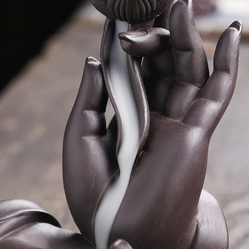 1pc, Lotus Waterfall Incense Holder Ceramic Handicrafts, Aromatherapy for Home Decor, Office, Yoga, Relaxation (Without Incense）