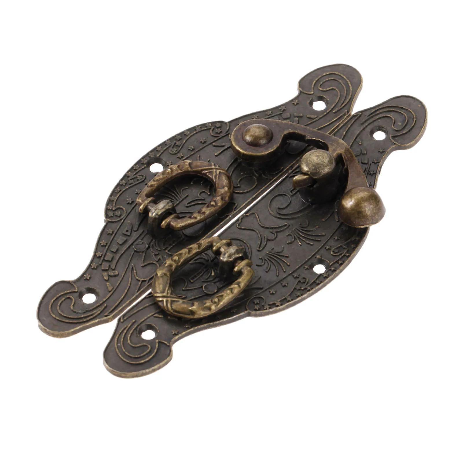 Antique Brass Wooden Case Hasp Vintage Decorative Jewelry Gift Box Suitcase Hasp Latch Hook Furniture Buckle Clasp Lock 90*50mm