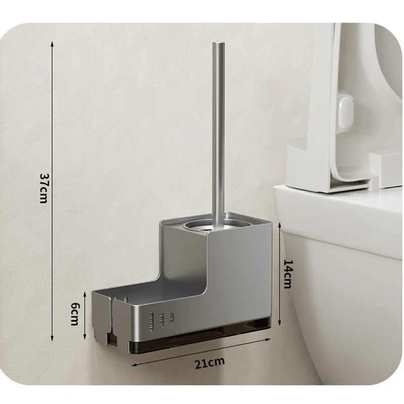 Toilet brush storage rack no punching no dead corners bottom seat wall mounted household use cleaning toilet brush