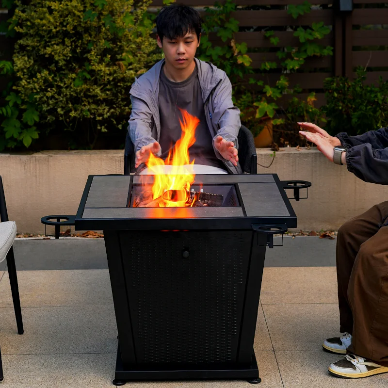 Manufacturer Direct Garden Outdoor Charcoal Fire Pit Fireplace Table With Grill Mesh