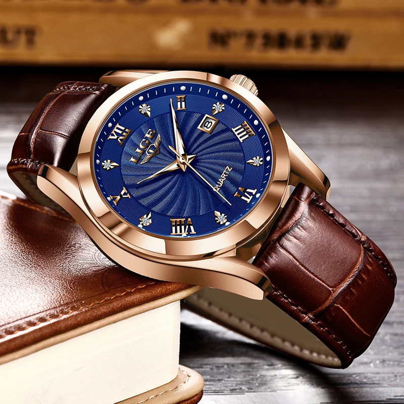 2024 New LIGE Mens Watches Top Brand Luxury Leather Military Watch Men Fashion Waterproof Date Quartz Chronograph Montre Homme