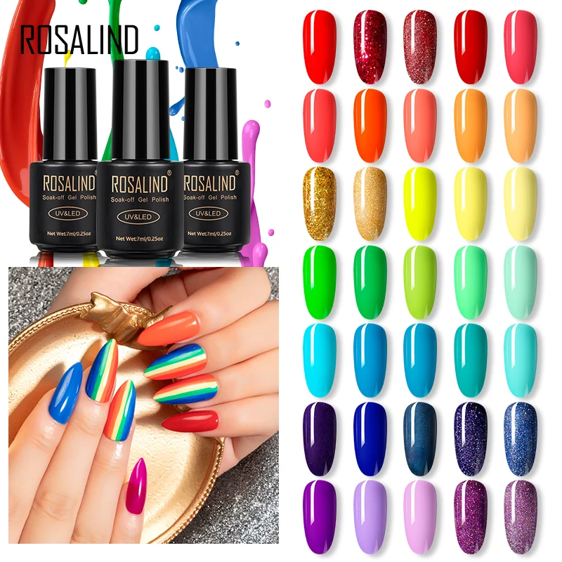 7ml Gel Nail Polish Glass Bottle Matt Top Base Soak Off UV LED Nail Lacquer Rainbow Color Gel Varnish Semi Permanent nail polish
