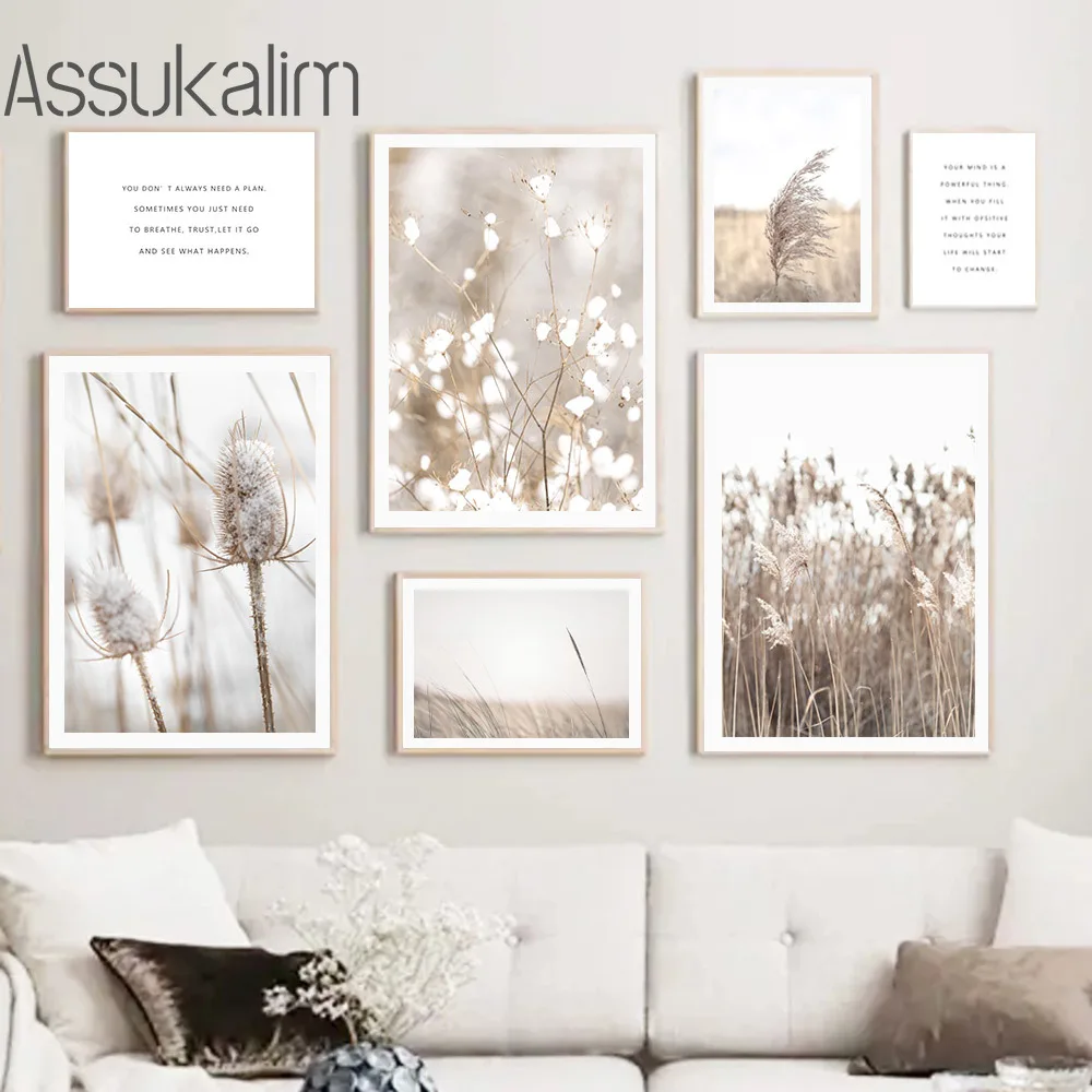 

Beige Wall Paintings Reed Dried Grass Print Pictures Dandelion Wall Pictures Flower Canvas Poster Nordic Wall Posters Home Decor