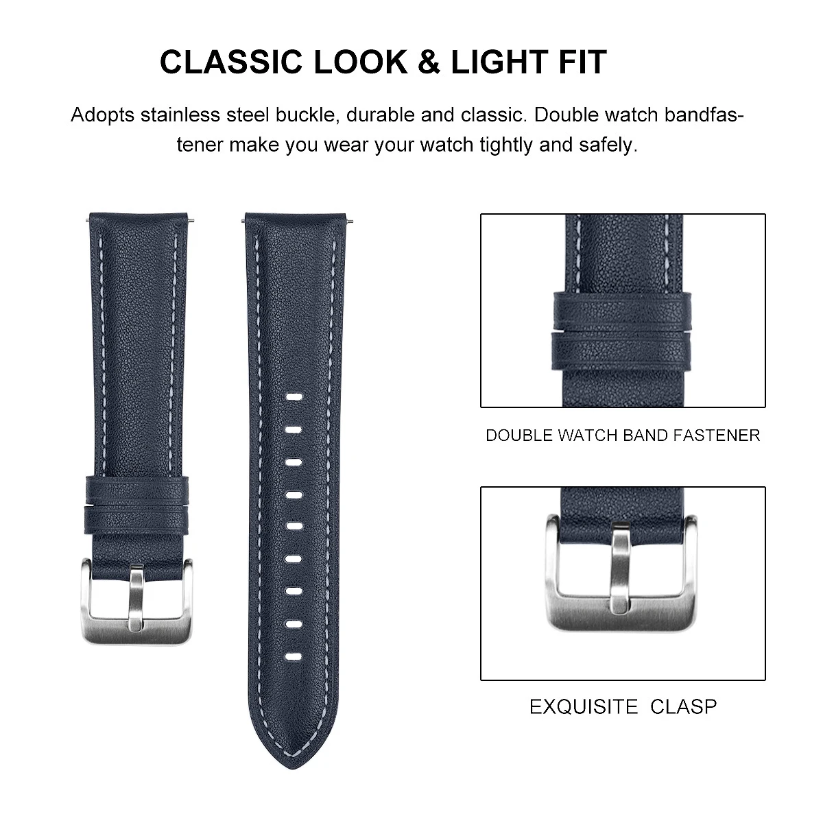 Elegant Slim Leather Watch Band Strap - Premium Quality 20/22mm Strap