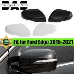 For Ford Edge 2015-2021 Side Car Rear View Cap Door Wing Mirrors Housing Shell Rearview Mirror Cover W/Turn Signal Clip-on White