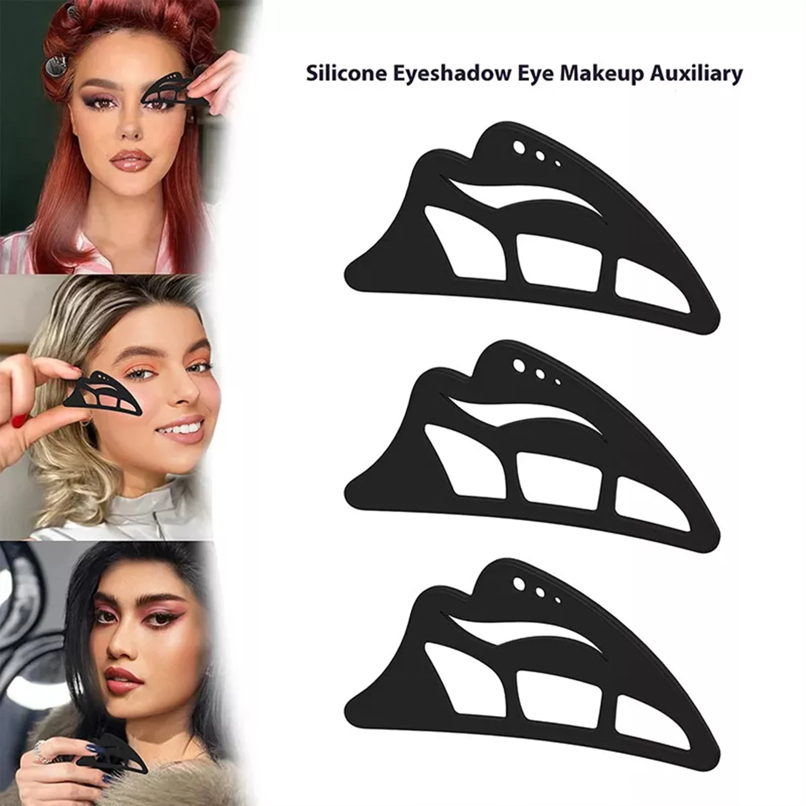 Description Picture 4 of itemSilicone Eye Makeup Stencils three stage eyeshadow Eyebrow Tool Under Eye Liner Stencils Guide Soft Glam Dramatic makeup