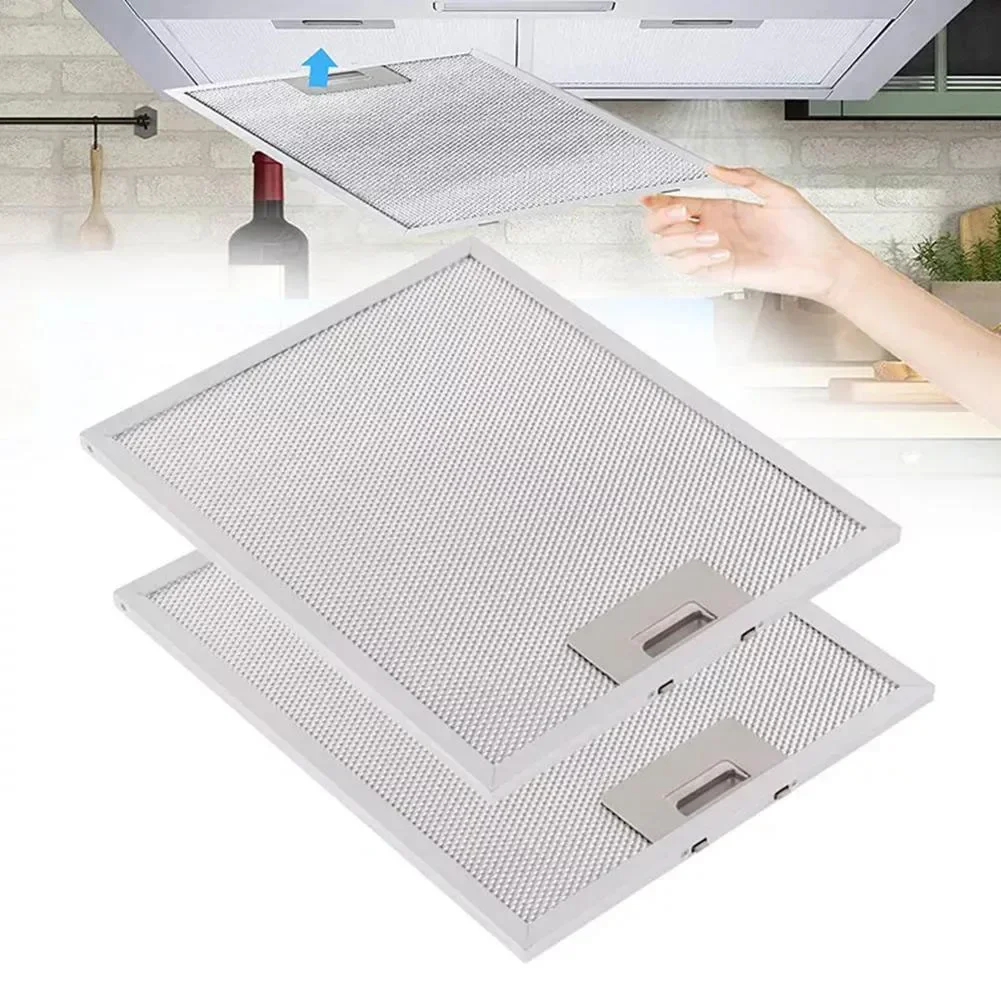 2 Filtri Metallici Per Cappa Da Cucina, 318x258x9 Mm, 5 Strati Antigrasso In Alluminio, Sostituzione Universale Argento