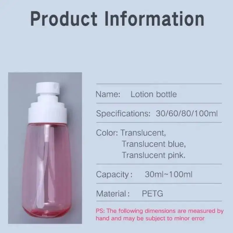 30/60/100ml Split Spray Bottle Alcohol Disinfection Small Watering Can Camping Tourism Cosmetics Storage Bottles (color Random)