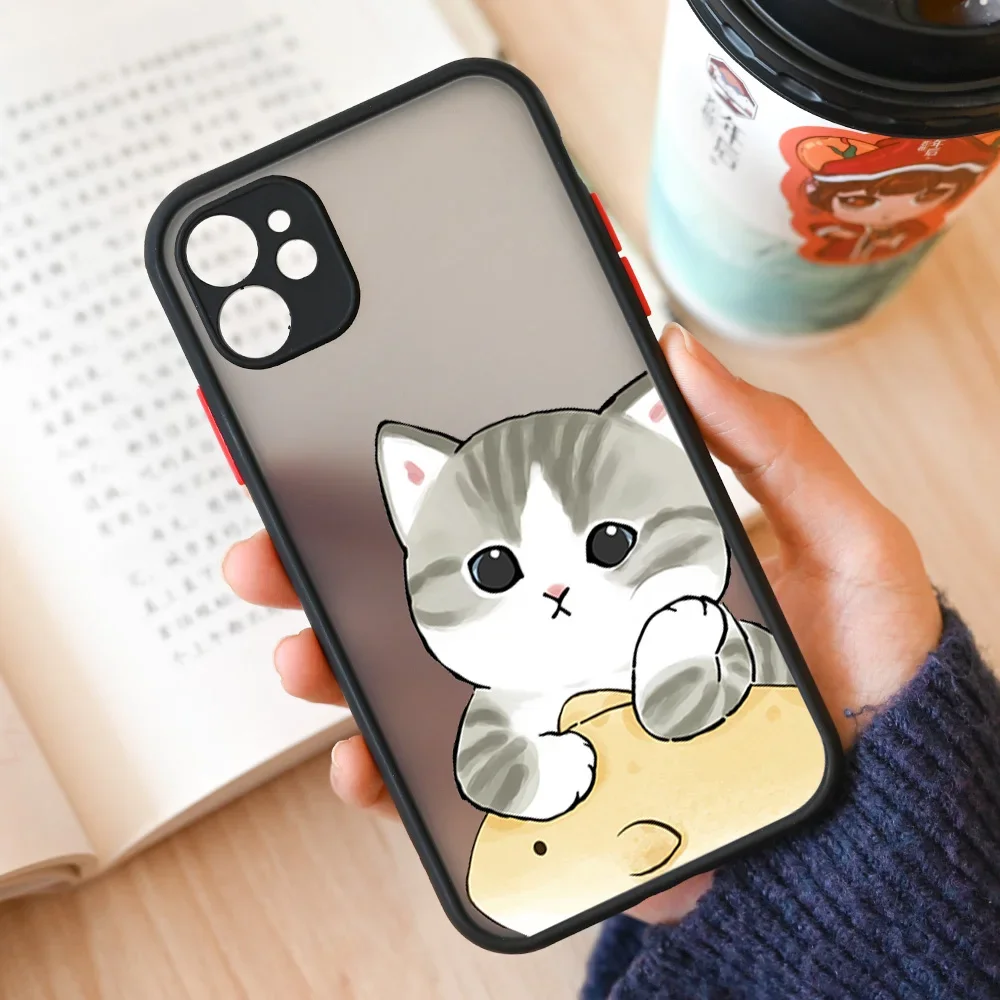 Adorable Cat Couple Cartoon Hard Matte Phone Case Cover