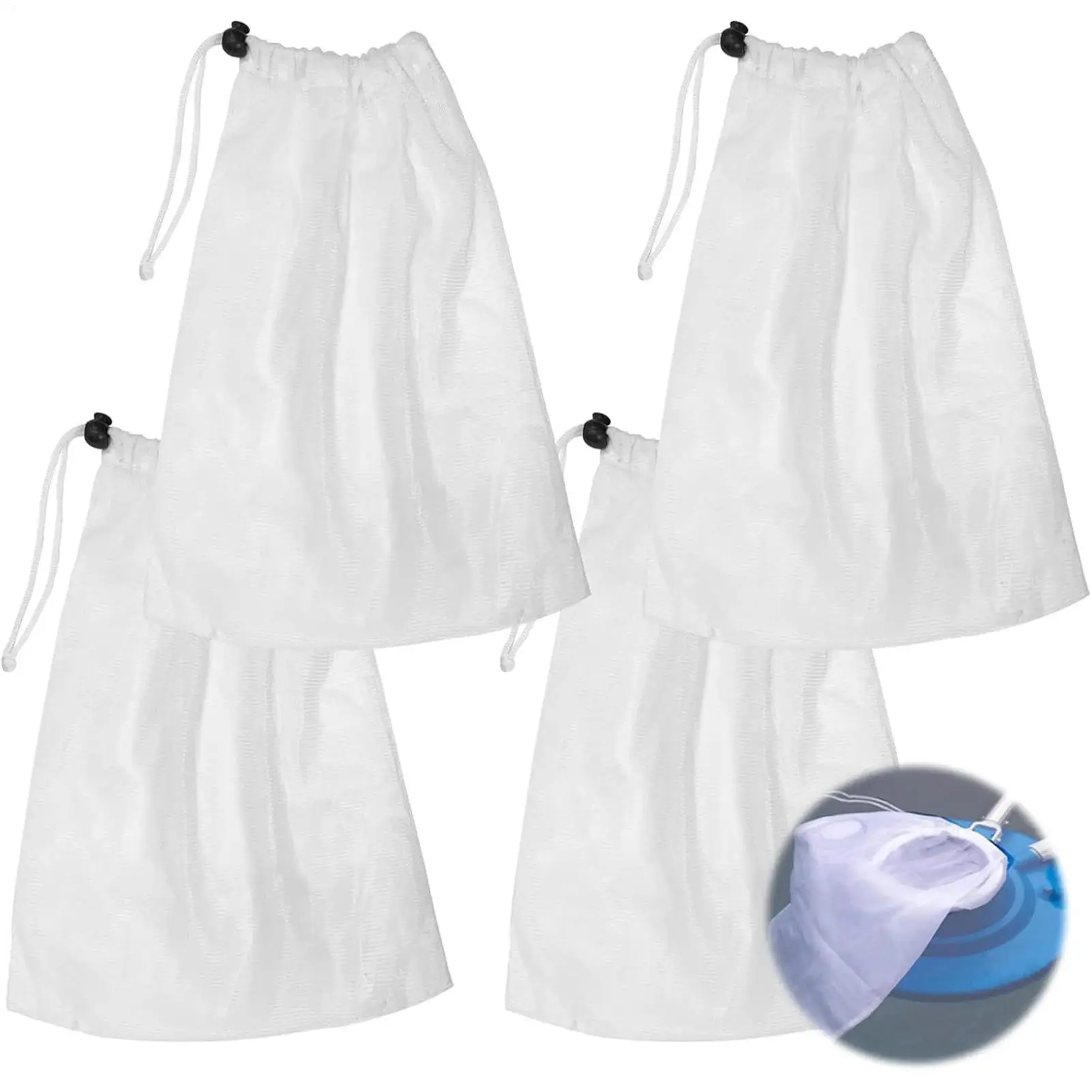 Pool Filter Bags Pool Vacuum Cleaner Replace Bags 10 Pieces Reusable Nylon Pouch Water Cleaning Accessories For Dirt Hair Sand