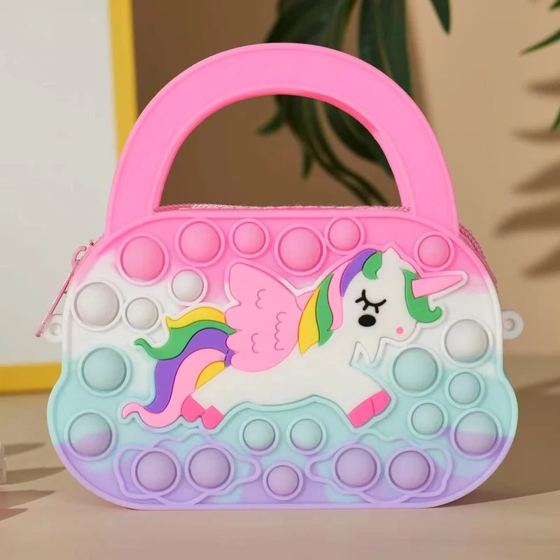 New Fidget Toys Silicone Push Bubble Crossbody Bag Sensory Reliver Autism Adults Kids Handbag Squeeze Toys for Kids Gifts