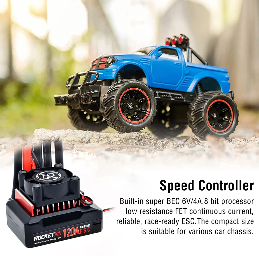 Rocket-RC ESC 120A Brushless Sensored pour Voiture RC 1/10