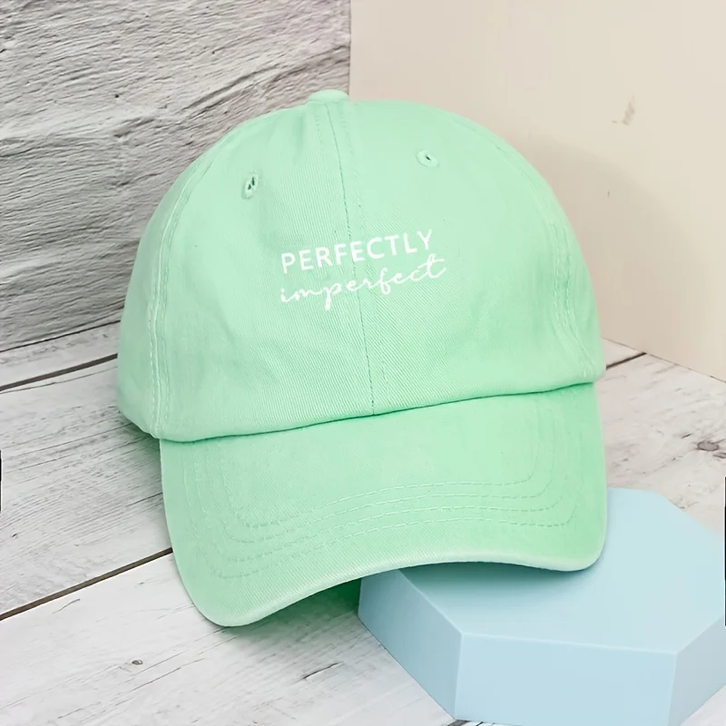 1 Stück Vintage-Baseballkappe mit Aufschrift „Perfectly Imperfect“, verstellbarer Snapback, Unisex-Outdoor-Hut für Männer und Frauen, lässiger Stil – Detail 14