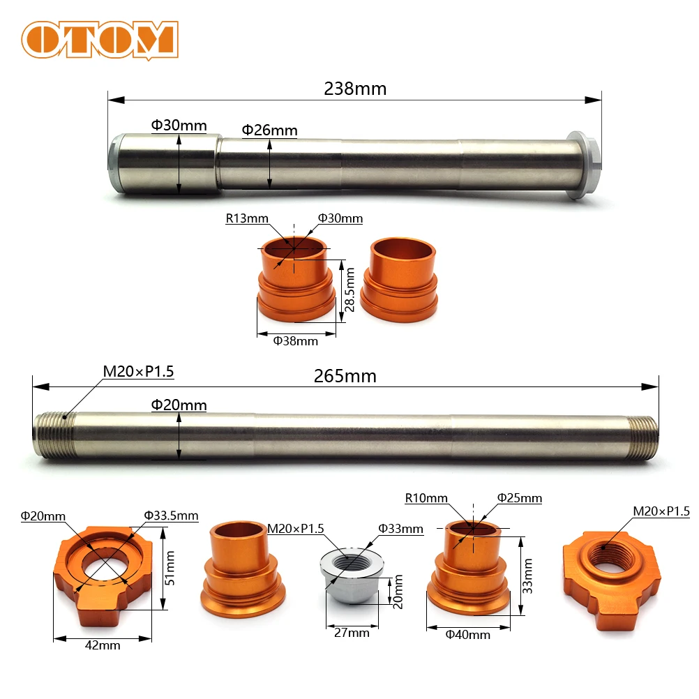 OTOM For KTM HUSQVARNA Motorcycle Front Rear Axle Kit Nut Bushing Liner Fork Wheel Shaft Sliders Cap Crash Protector Swingarm