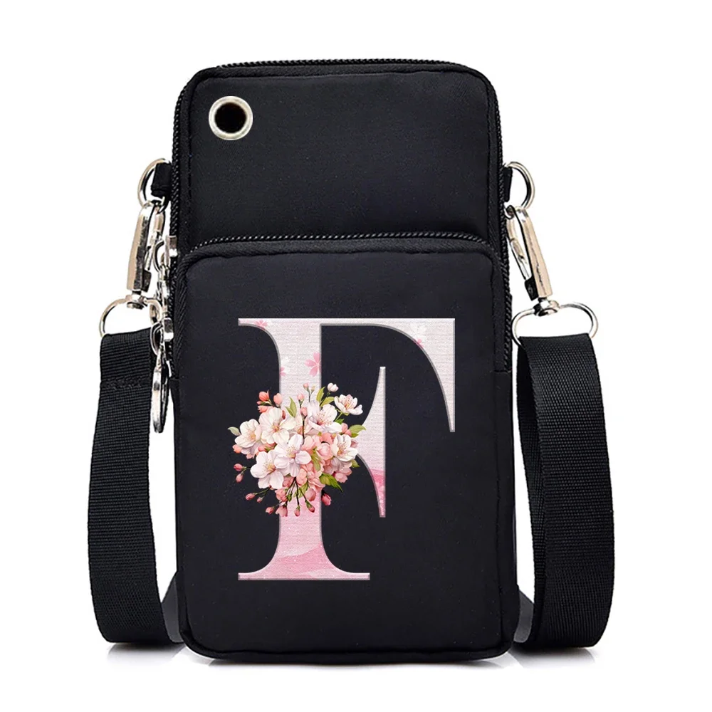 Women‘s Messenger Bag Small Handbag Crossbody Shoulder Wallet for Phone Sakura 26 Alphabet Print Coin Purse Ladies Card Holder - Image 6