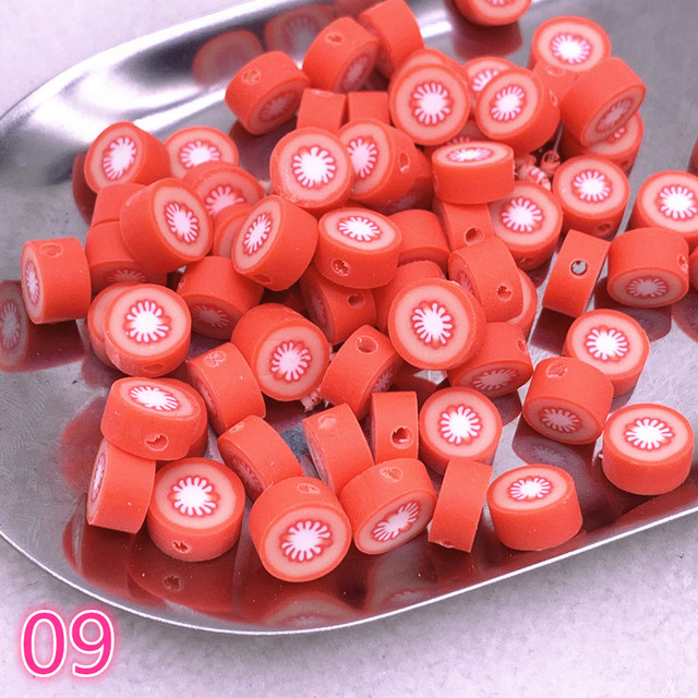 10mm Color Fruit Beads Polymer Clay Beads Polymer Clay Spacer Loose Beads for Jewelry Making DIY Bracelet Accessories