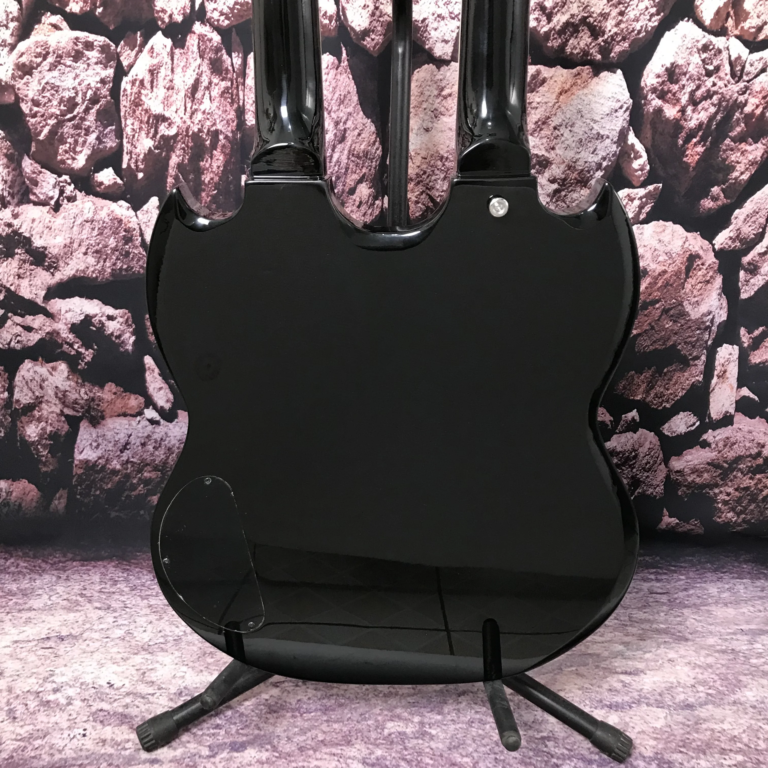 Factory customization electric guitar S G double neck 12+6 strings hot sale mahogany