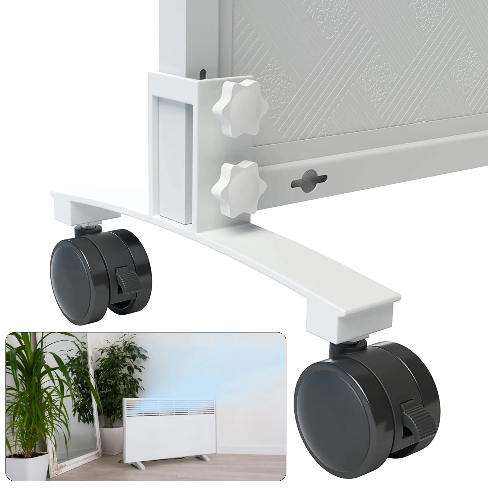 Support de chauffage infrarouge en métal support de pieds de chauffage de panneau infrarouge universel mobile avec roues facile à installer pour le bureau à domicile