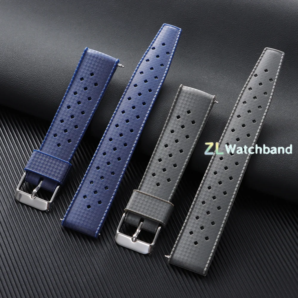 Waterproof Breathable Soft Tropical Silicone Sport Watch Band with Quick Release Mechanism