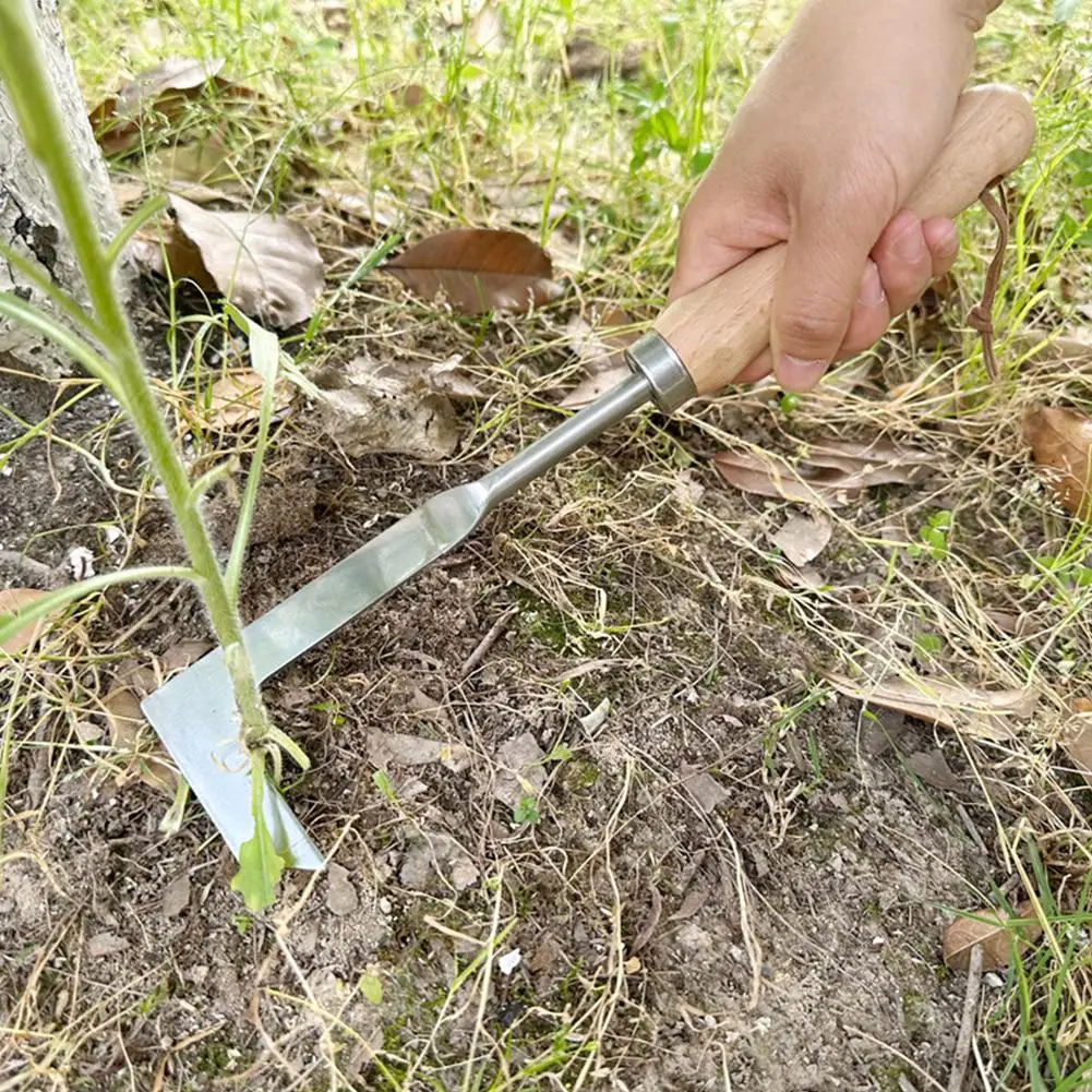 Crack Weeder Crevice Weeding Tool Stainless Steel Manual Weeder Beech Handle Lawn Yard Gardening Tool 2