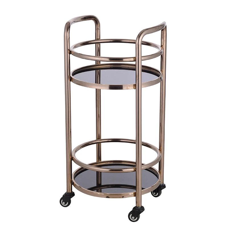 Trolley Rolling Cart Modern Bar Tea Wine Holder Serving Cart with Wheels Rose Gold and Grey Hotel Trolley Home Hotel Restaurant hardcase trolley rose gold abs